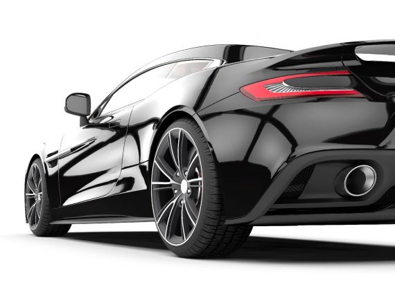 La part posterior dun cotxe negre.